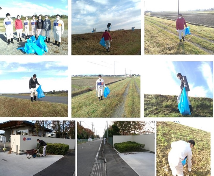 Cleaning activities around the front gate of the Furukawa Factory No. 1 and the Eai River embankment